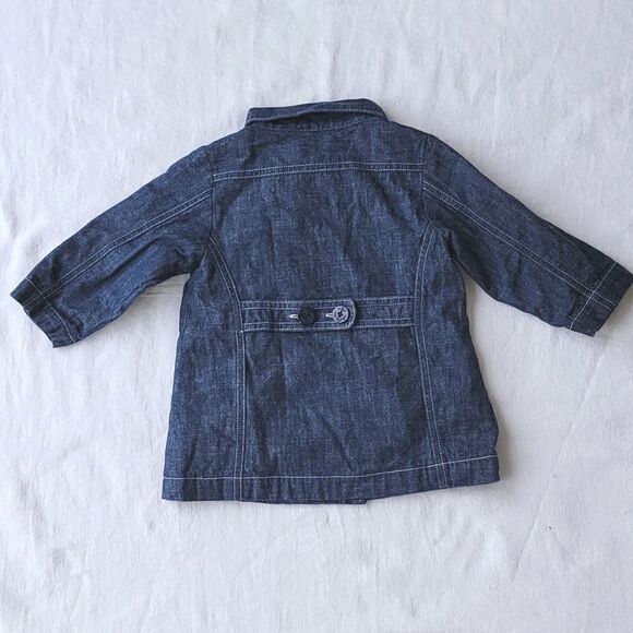 GAP Baby Toddler Denim Lined Nautical Button Pea Coat Size 12-18 Months Large - Picture 3 of 7